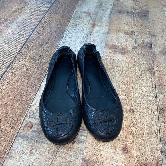 Tory Burch Reva Pebbled Black Leather Ballet Flats - Picture 6 of 11